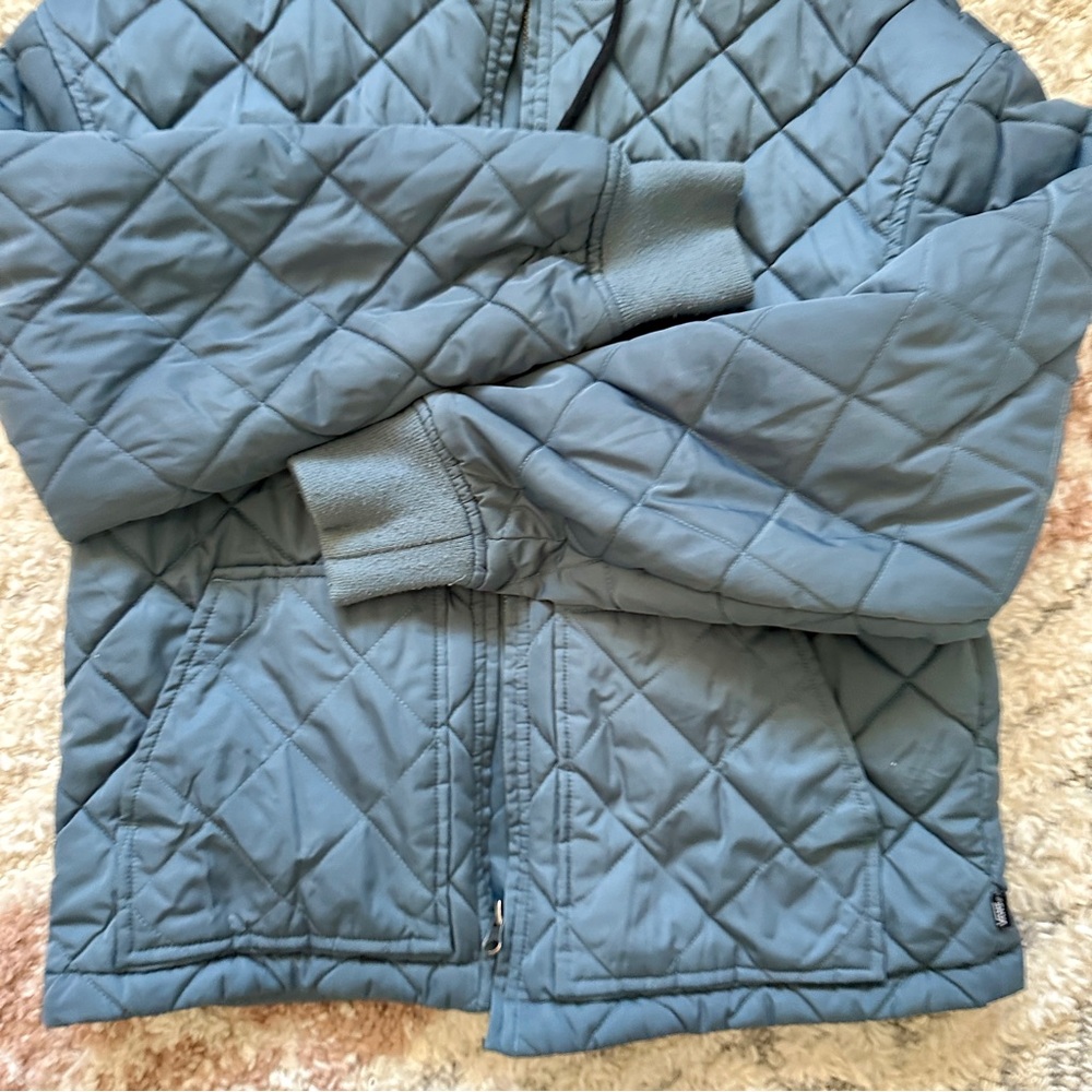 Vans Diamond Quilted Smoke Blue Bomber Jacket with Black Hood - Picture 6 of 7